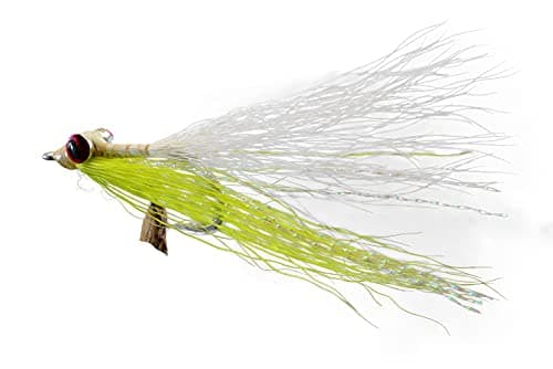 Clouser Minnow Fishing Flies - Chartreuse - Mustad Signature Duratin Fly Hooks - 6 Pack (Assorted)