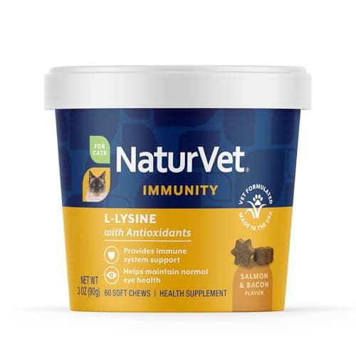 Cat Immune Support Lysine - Cat Allergy Relief - Sneezing, Runny Nose, Watery Eyes - Cat Supplements & Vitamins with Omega 3s, gal-Lysine, Antioxidants, Colostrum - Chicken (30 Day Supply)