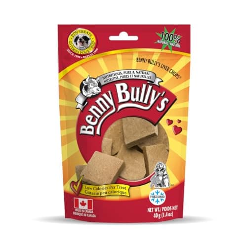 Benny Bullys Beef Liver Plus Blueberry, Freeze Dried Dog Treats, High Protein, Low Fat, Nutrient Rich, Supports Immune Health, Healthy Snack for Dogs - 58g (Medium)