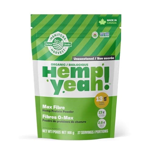 Manitoba Harvest Hemp Yeah! Organic Max Fibre Protein Powder, Unsweetened, 908g; with 13g of Fibre, 13g Protein and 2.5g Omegas 3&6 per Serving, Preservative Free, Non-GMO