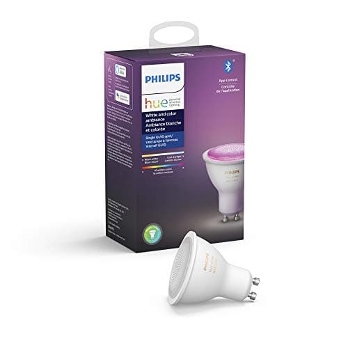 Philips Hue White and Colour Ambiance 6W Equivalent 25W GU10 LED Smart Bulb, Colour Changing Bulb, Bluetooth & Zigbee, Voice Activated with Alexa