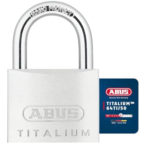 ABUS Titalium 64TI/50 Padlock - Basement Lock with Lock Body Made of Special Aluminium - Hardened Steel Shackle - ABUS Security Level 6