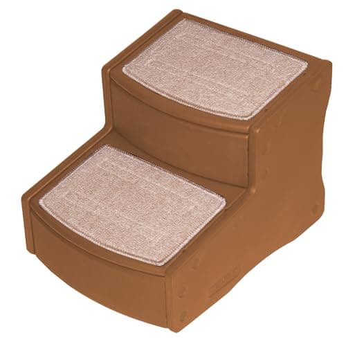 Pet Gear Easy Step Bed Stair for Cats/Dogs, Adjusts to Either Side of Bed, Removable Washable Carpet Treads, Storage Compartment, for Pets Up to 75lbs, Espresso