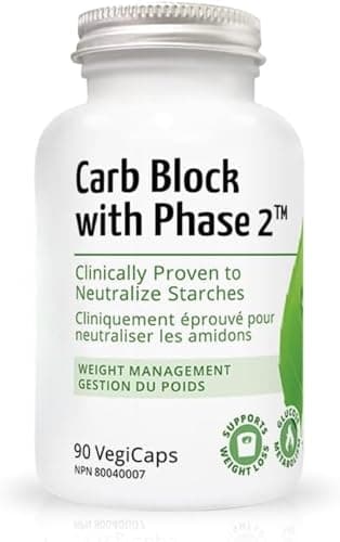 Carb Block with Phase 2 | All Natural, Non Stimulant, Carbohydrate Blocker Featuring White Kidney Bean | Delays Digestions & Absorption of Carbs, Glucose Support | 90 Capsules