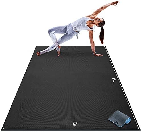 Gorilla Mats Premium Large Yoga Mat – 6' x 4' x 8mm Extra Thick & Ultra Comfortable, Non-Toxic, Non-Slip Barefoot Exercise Mat – Works Great on Any Floor for Stretching, Cardio or Home Workouts
