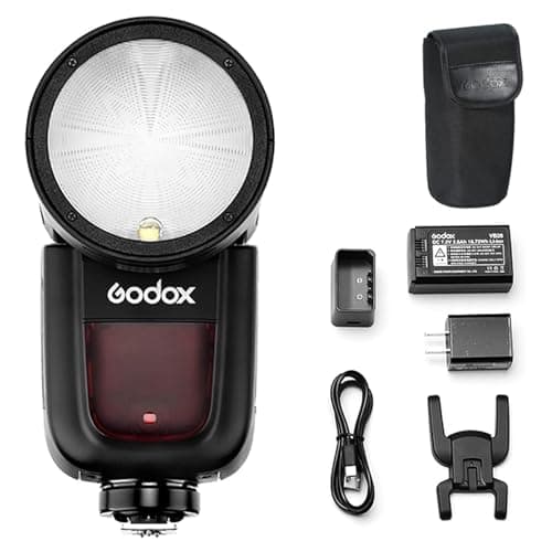 Godox V1 V1-C Flash for Canon Camera TTL Flash Speedlight 1/8000 HSS, 480 Full Power Flashes, 1.5s Recycle Time, 76Ws 2600mAh Li-ion Battery Round Head Flash Godox Flash Speedlite for Canon Cameras
