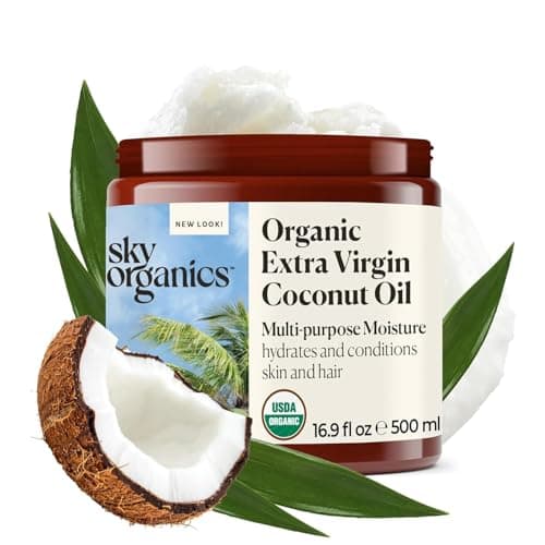 Sky Organics Organic Extra Virgin Coconut Oil for Hair & Skin, 100% Pure & Cold-Pressed USDA Certified Organic to Moisturize, Soften & Nourish, 16.9 fl. Oz
