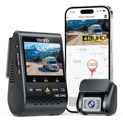 VIOFO A129 Pro Duo 4K Dual Dash Cam 3840 x 2160P Ultra HD 4K Front and 1080P Rear Car WiFi Dash Camera 8MP Image Sensor GPS Buffered Parking Mode G-Sensor Motion Detection WDR Loop Recording
