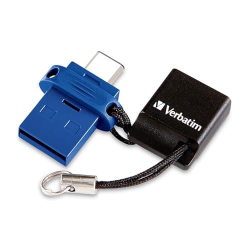 Verbatim VER99155 64GB Store 'n' Go Dual USB Flash Drive for USB-C Devices, EAUSB-A/USB-C Drive, 64GB, Blue
