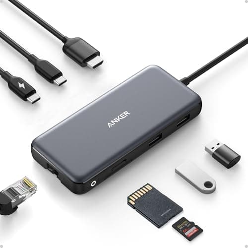 Anker USB C Hub, PowerExpand 8-in-1 USB C Adapter, with 100W Power Delivery, 4K 60Hz HDMI Port, 10Gbps USB C and 2 USB A Data Ports, Ethernet Port, microSD and SD Card Reader, for MacBook Pro and More