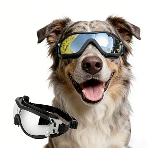 Enjoying Clear Dog Goggles Small Breed, UV Protection Sunglasses for Dogs Small Breed, Outdoor Doggy Goggles, Anti-Fog/Wind/Dustproof Dog Glasses for Small Dogs Eye Protective, Transparent