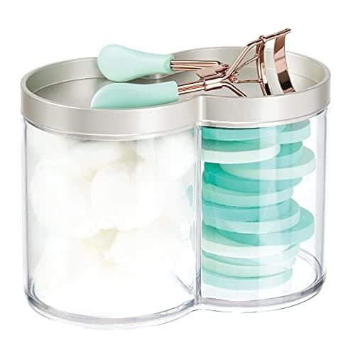 mDesign Modern Round Bathroom Vanity Countertop Storage Organizer Canister Jar