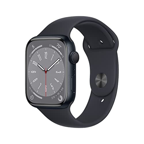 Apple Watch Series 8 [GPS, 45mm] - Midnight Aluminum Case with Midnight Sport Band, M/gal (Renewed)