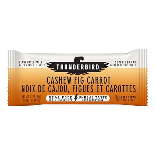 Thunderbird Real Food Energy Bars, Bar Cashew Fig Carrot, 1.7 Ounce, Fruit & Nut Nutrition Bars - No Added Sugar, Grain and Gluten Free, Non-GMO, 12 Pack