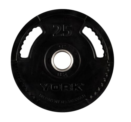 Placas olímpicas York Barbell G-2 con doble agarre y recubrimiento de goma