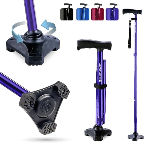 Drive Medical HurryCane Freedom Edition Folding Cane with T Handle, Purple 6 count