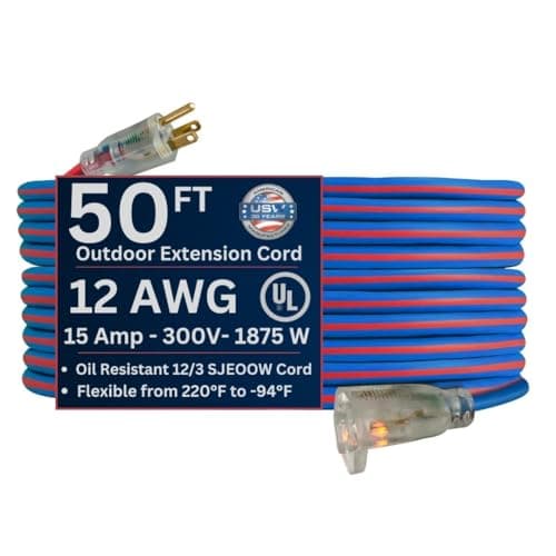 Century Wire and Cable 50 ft. 12/3 SJTW Pro Glo Extension Cord w/ CGM ...