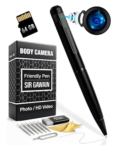 SIRGAWAIN 1080P Body Camera Pen [Upgraded 2024] – Body Cam with HD Video or Picture Taking, SD Card Storage, and Manual Control for Privacy Compliance