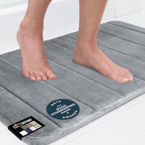 Amazon.com: Gorilla Grip Thick Memory Foam Bath Rugs, Soft Absorbent ...