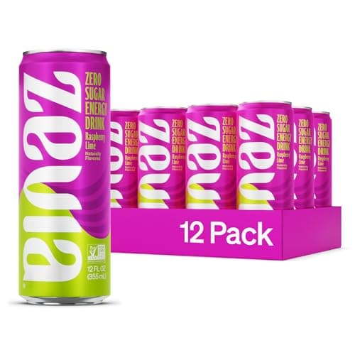 Zevia Zero Sugar, Raspberry Lime Energy Drink, 355 mL Cans (Pack of 12)