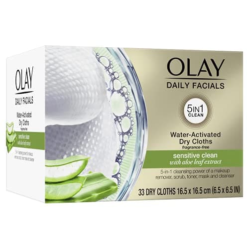 Olay 2-in-1 Daily Facial Cloths, Water Activated Dry Cleansing Wipes ...
