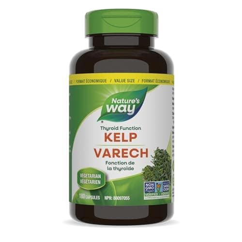Nature’s Way Kelp - Iodine Supplement for Thyroid Support from Kelp - Non-GMO - 180 Vegetarian Capsules, Value Size