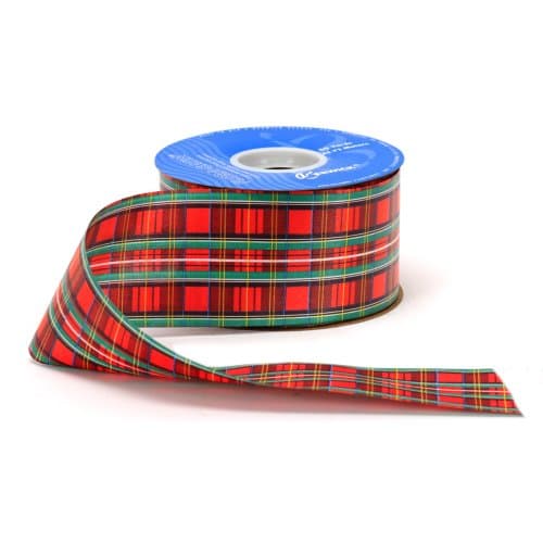 (2 pack) Offray Ribbon, Yellow 1 1/2 inch Wired Plaid Woven Ribbon, 9 ...