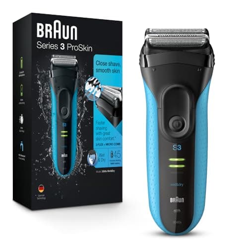 Braun Series 3 Proskin Shave&Style 3-in-1 Electric Shaver, Wet and Dry Razor for Men, Rechargeable and Cordless Shaver, Black/Blue
