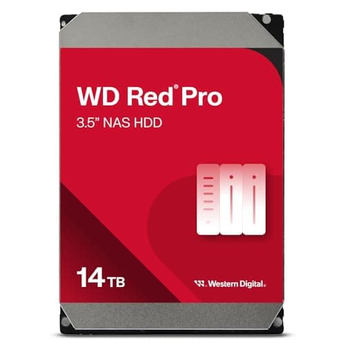 Western Digital 14TB WD Red Pro NAS Internal Hard Drive HDD - 7200 RPM, SATA 6 Gb/s, CMR, 512 MB Cache, 3.5" - WD141KFGX