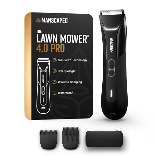 MANSCAPED® The Lawn Mower® 4.0 PRO - Groin & Body Hair Trimmer, Updated SkinSafe® Trimmer Blade, Waterproof Wet/Dry Groomer, USB-C & Wireless Charging Compatible, Men’s Ball Shaver with Travel Lock
