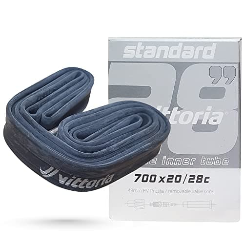 Vittoria Standard Butyl Inner Tubes - Inner Tubes for Road and Track Bikes - Presta Valve - Synthetic Rubber - 0.9mm Thick Inner Wall - Black - 700c x 20/28 - RVC 48mm