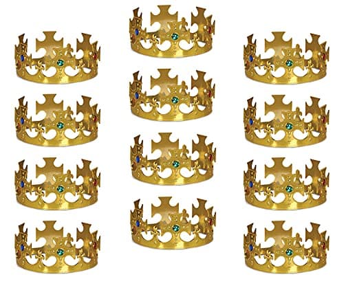 Bulk Plastic Jeweled King's Crown gold (Case of 12) by Beistle