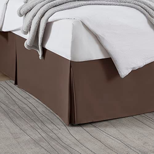 Nestl Bedding Pleated Bed Skirt - Luxury Microfiber Dust Ruffle - Sleek Modern Bed Skirt - 14” Tailored Drop, Twin XL, Chocolate