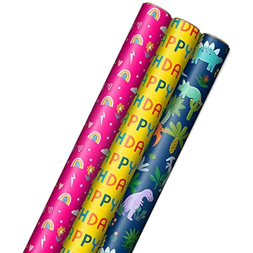 Assorted Colorful Birthday Wrapping Paper 3-Pack, 60 sq. ft. - Wrapping ...