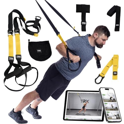 TRX All In One Suspension Training System: Full Body Workouts for Home, Travel, and Outdoors | Includes Indoor & Outdoor Anchors, Workout Guide and Video Downloads