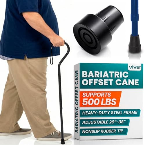 Bariatric Walking Cane with Soft Foam Grip - 500 lb Capacity - Silver ...