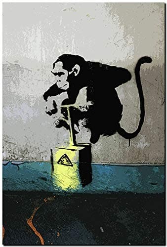 Latitude Run® " Banksy Monkey With Detonator " Print on Canvas | Wayfair