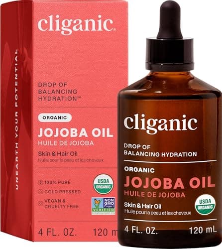 Cliganic Organic Jojoba Oil 473ml with Pump 100% Pure | Bulk Natural Cold Pressed Unrefined Hexane Free Oil for Hair & Face | Base Carrier Oil - Certified Organic