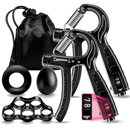 Grip Strength Trainer Kit (5 Pack) with Finger Exerciser, Forearm ...