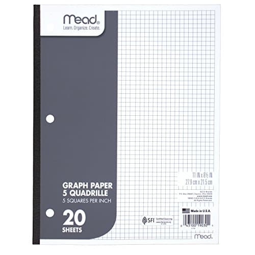 Mead Cambridge Stiff-Back Planning Pad, Quad Ruled, 8.5 x 11 Inch, White, 80 Sheets per pad (59878)