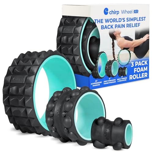 Chirp Wheel Foam Roller - Targeted Back & Neck Pain Relief, Muscle Massage, Trigger Point Therapy, High-Density Foam Tool for Physical Therapy, Stretching & Exercise, 500lbs Capacity, 4-Pack Mint