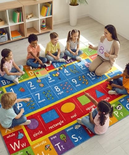 Alfombra educativa multicolor con alfabeto de la Colección Tiempo de Juego de KC Cubs