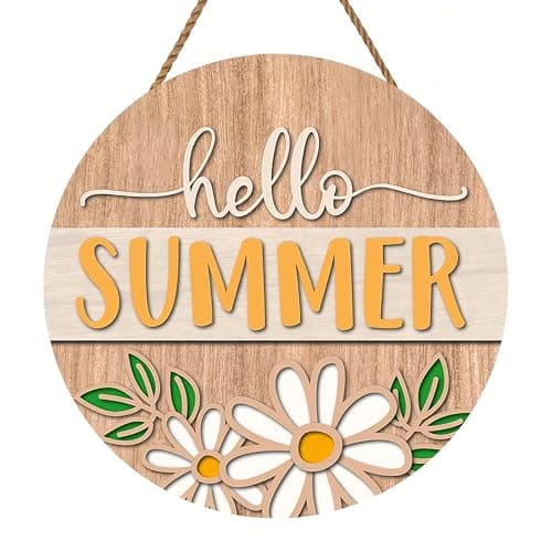 Cartel de madera Hello Summer de Farmhouse Designs