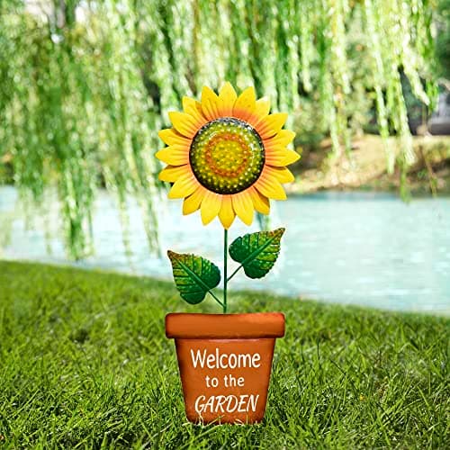 Glitzhome 36-Inch Metal Welcome Garden Stake Sign