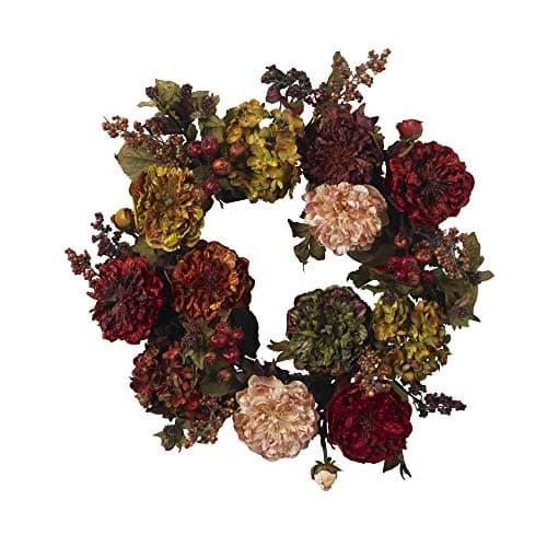 Nearly Natural 24-Inch Autumn Hydrangea Wreath