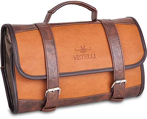Vetelli Hanging Leather Toiletry Bag for Men, Perfect for Travel and a Fantastic Gift