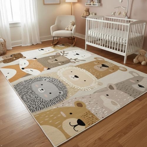 Woodland Nursery Rug Kids Carpet Watercolor Animal Print - Etsy