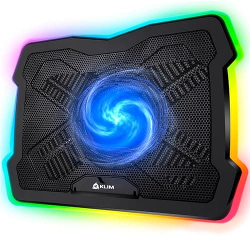 Klim Ultimate Refroidisseur PC Portable 11" à 17" - Éclairage RGB - Support Ordinateur Portable Gaming - Nouveauté - Ventilateur USB - Stable et Silencieux - Compatible avec Mac Xbox One PS4 PS5