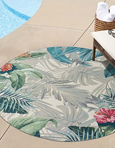 Unique Loom Outdoor Botanical Collection Area Rug - Leaf (6' 1" x 9 ...