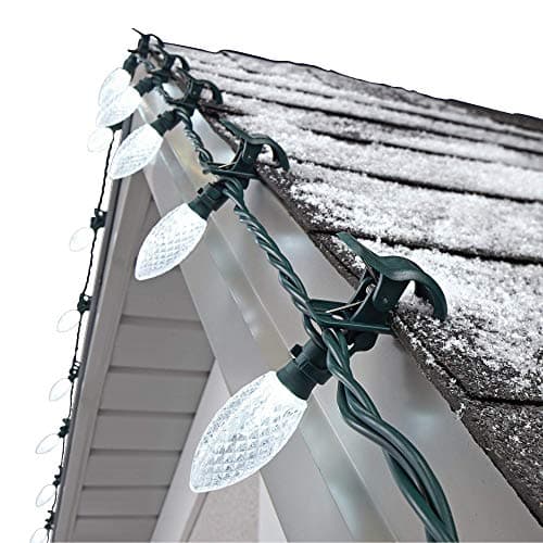 Noma Snowing Icicle LED Lights with White Cable- White/ Ice Blue